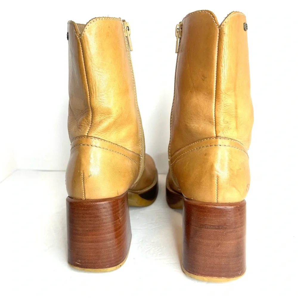 Awesome SKECHERS Vintage Boots Genuine Leather Platform Chunky Heel Above Ankle